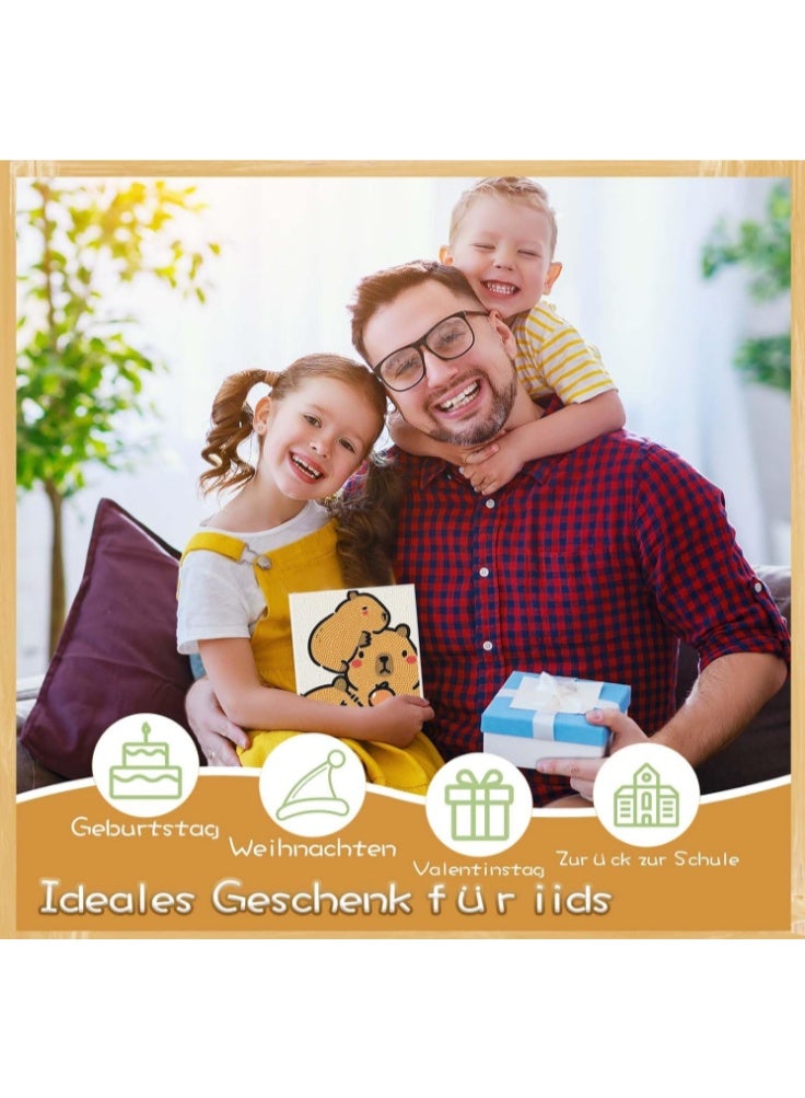 لوحة ماسية للأطفال من عمر 6 سنوات فما فوق، صور لوحة ماسية مع إطار، مجموعة رسم حيوانات الكابيبارا، هدايا للأطفال من عمر 7 إلى 12 سنة (متعدد الالوان) - Image 3